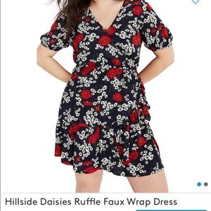 Madewell hillside daisies ruffle faux wrap dress